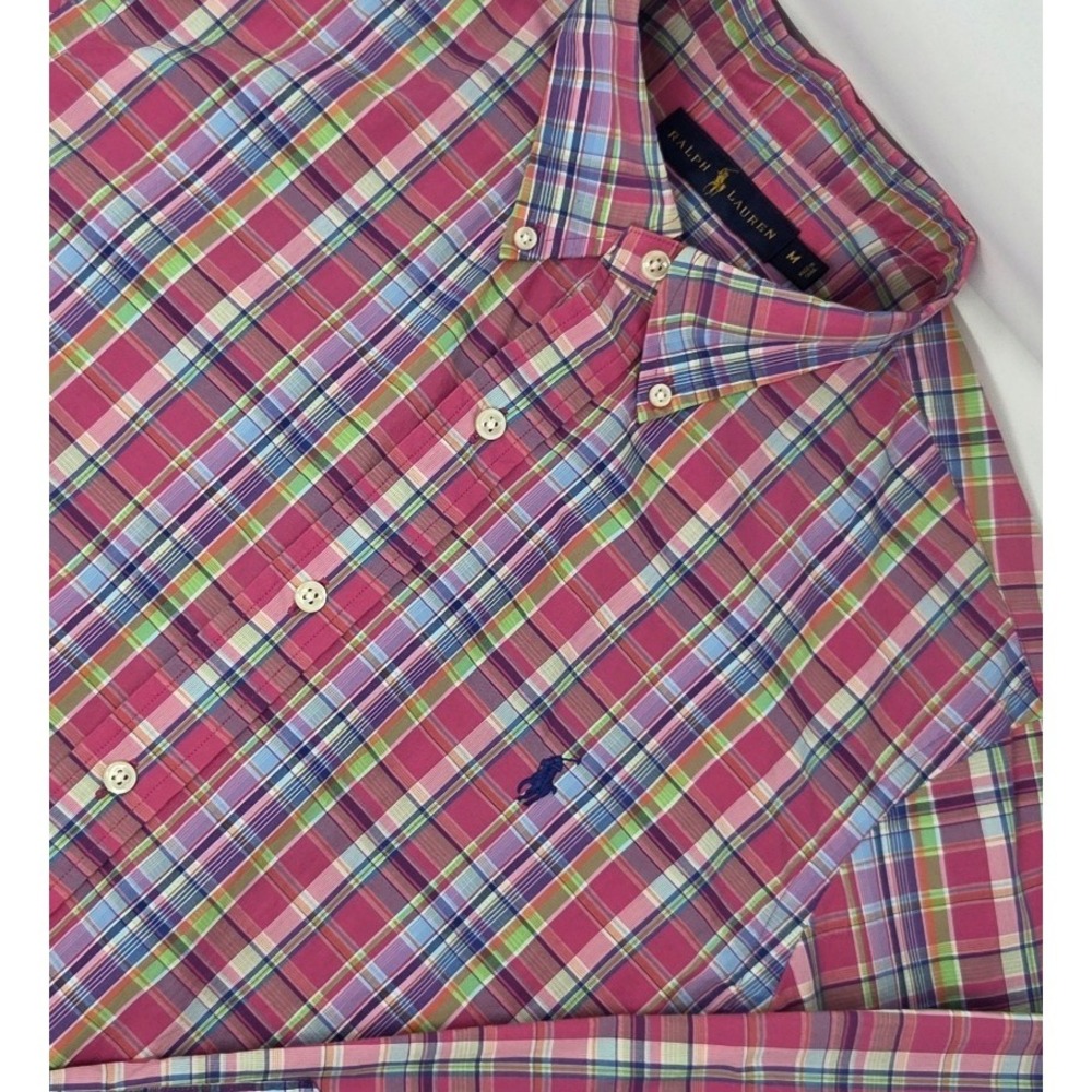Polo Ralph Lauren Long Sleeve‎ Button Down Shirt Mens Medium Pink Plaid